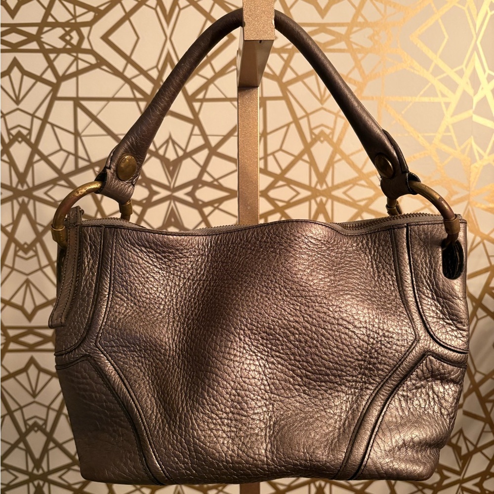 Kenneth Cole Leather Hobo Bag, Pewter